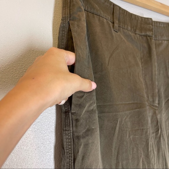 Theory Thorelle Silk Cargo Pants Dark Green Vintage Satin Straight Size 6 Women - Picture 6 of 12